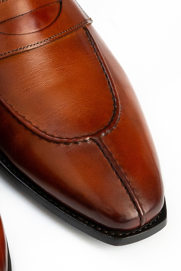 Yellow Full Grain Leather Y-Tip Loafers by OBLUM at Pernia's Pop Up Shop