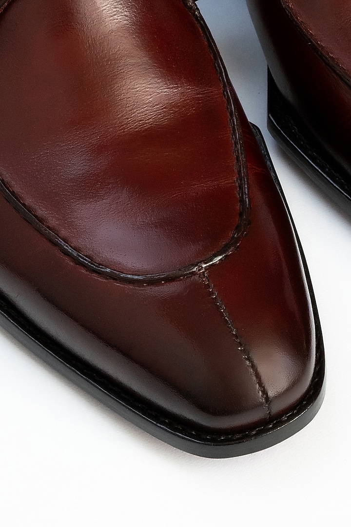 Maroon Full Grain Leather Derby Shoes by OBLUM at Pernia's Pop Up Shop