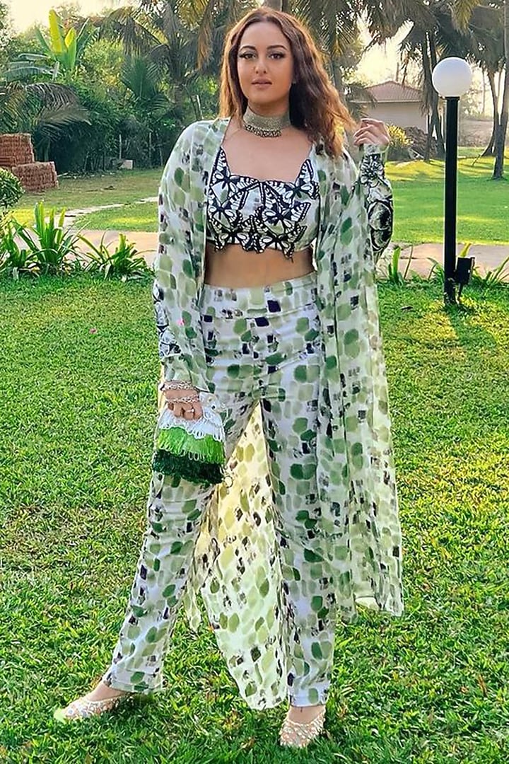 Green Silk & Cotton Embellished Potli by Oceana at Pernia's Pop Up Shop