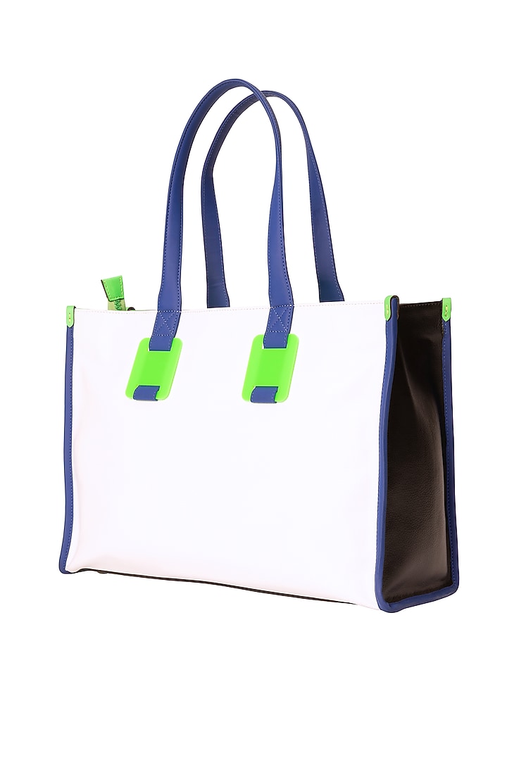 Black Vegan Leather Tote Bag by Oceana at Pernia's Pop Up Shop
