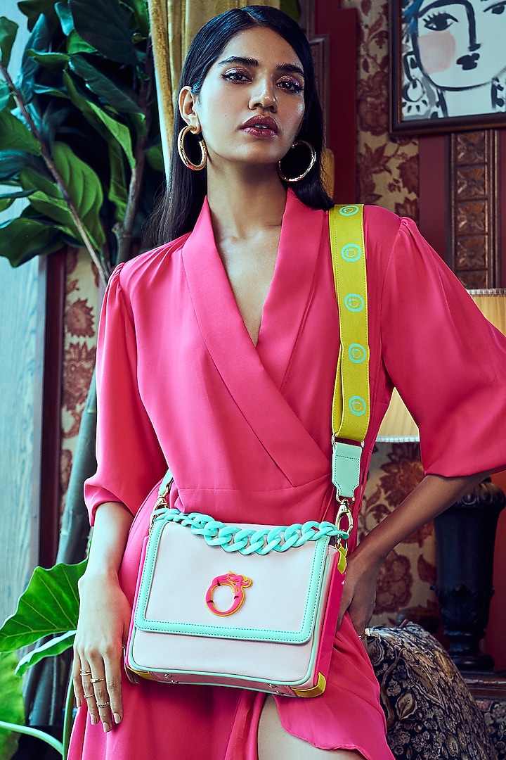 Pink Vegan Leather Crossbody Bag by Oceana at Pernia's Pop Up Shop