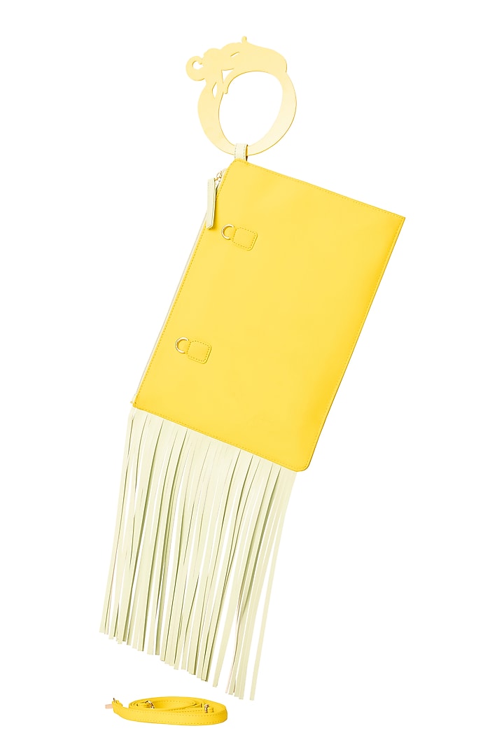 Yellow Vegan Leather Wristlet Bag by Oceana at Pernia's Pop Up Shop