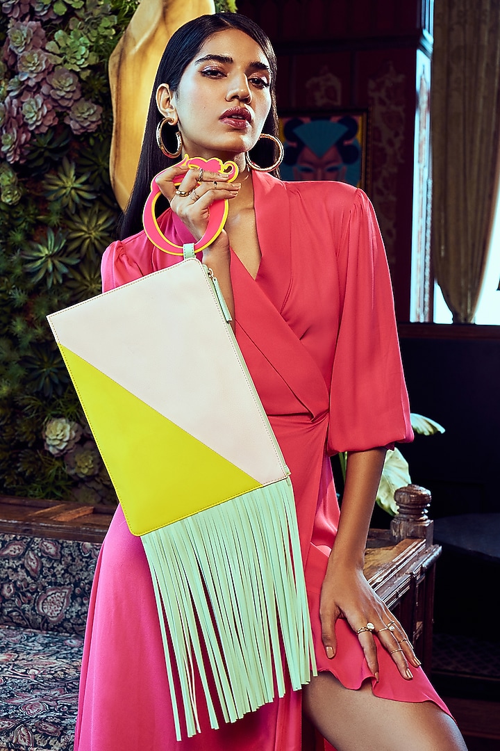 Yellow Vegan Leather Wristlet Bag by Oceana at Pernia's Pop Up Shop