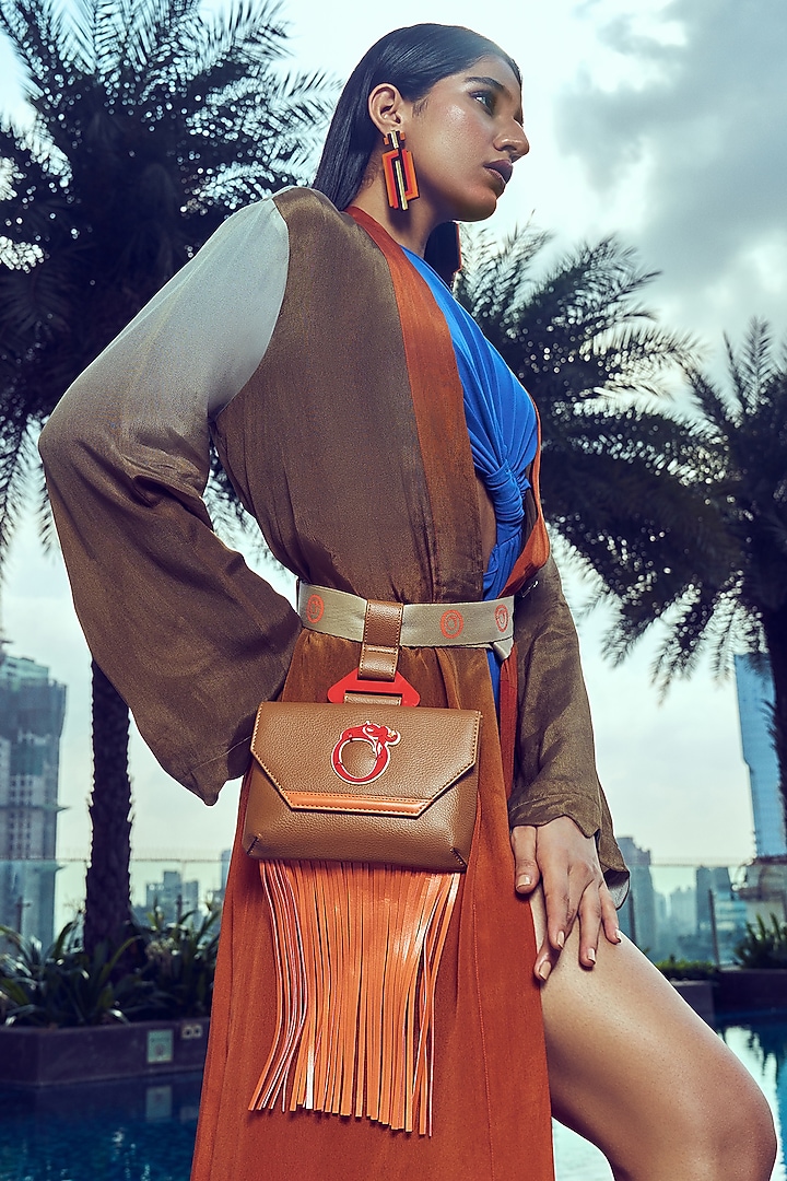 Brown Vegan Leather Waistbag by Oceana at Pernia's Pop Up Shop