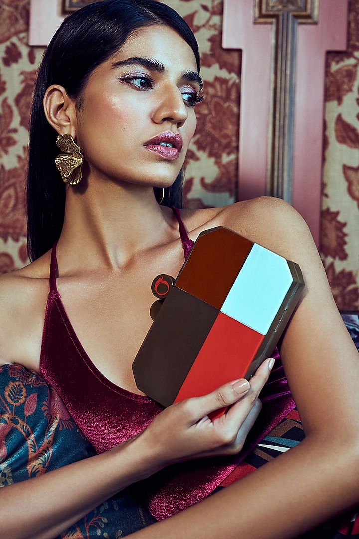 Brown Resin Clutch by Oceana at Pernia's Pop Up Shop