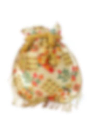 Beige Hand Painted Potli by Oceana at Pernia's Pop Up Shop