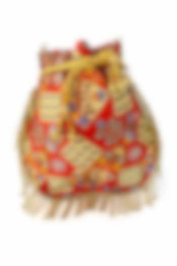 Red Hand Painted Potli by Oceana at Pernia's Pop Up Shop