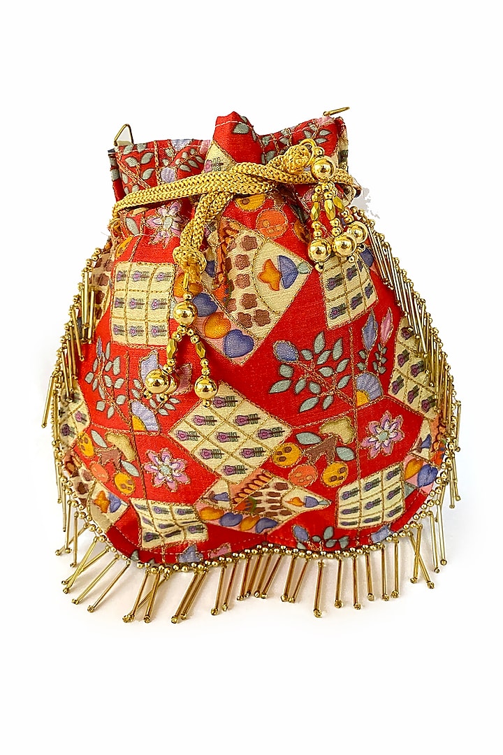Red Hand Painted Potli by Oceana