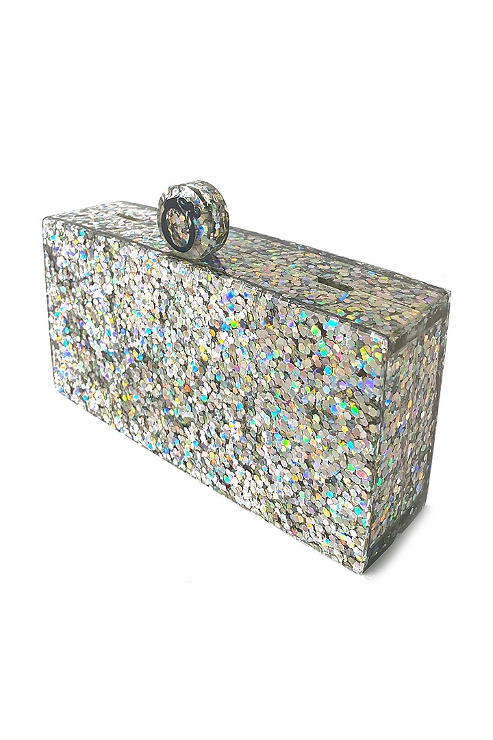 Silver Glitter Mini Clutch by Oceana at Pernia's Pop Up Shop