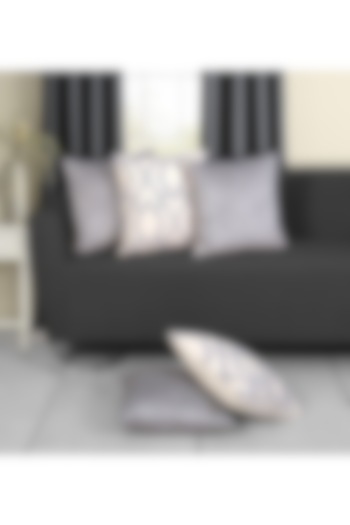 Off-White & Grey Velvet Cushion Cover Set by Ode And Cleo at Pernia's Pop Up Shop