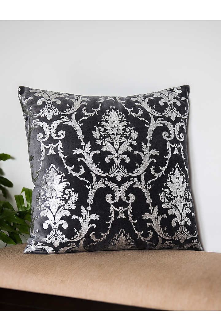 Grey & Silver Printed Cushion Covers (Set of 2) by Ode and Cleo