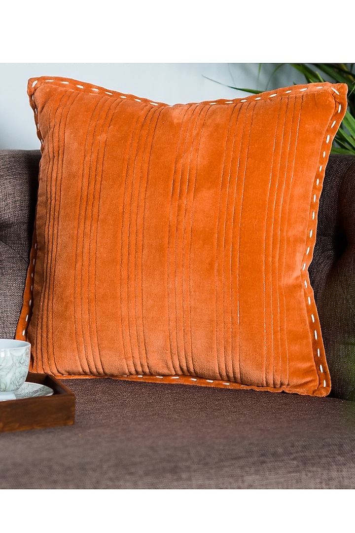 Orange Striped Cushion Covers (Set of 2) by Ode and Cleo at Pernia's Pop Up Shop