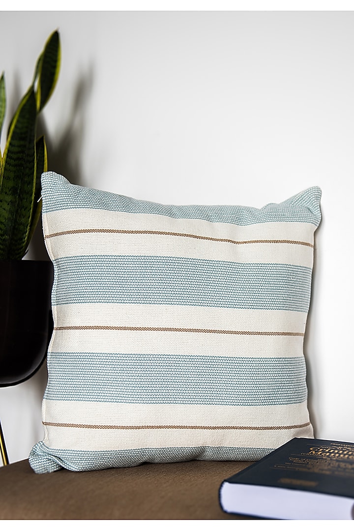 Blue Printed & Embroidered Cushion Covers (Set of 2) by Ode and Cleo