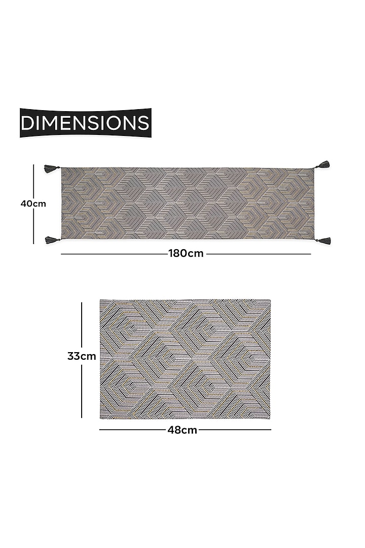 Grey Cotton Printed Table Runner & Placemat Set by Ode and Cleo at Pernia's Pop Up Shop