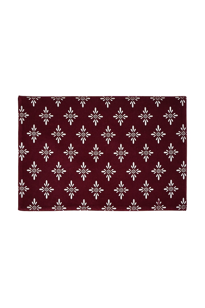 Maroon Cotton Printed Placemat Set by Ode and Cleo at Pernia's Pop Up Shop