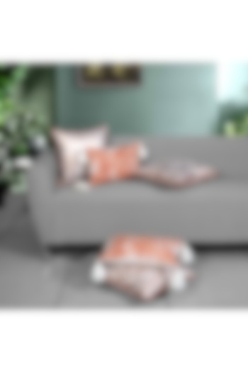 White & Rust Cotton Foil Printed Cushion Covers Set Of 5 by Ode and Cleo at Pernia's Pop Up Shop