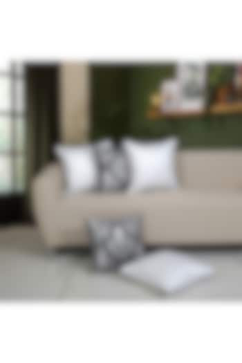 Silver Cotton Foil Printed Cushion Covers Set Of 5 by Ode and Cleo at Pernia's Pop Up Shop