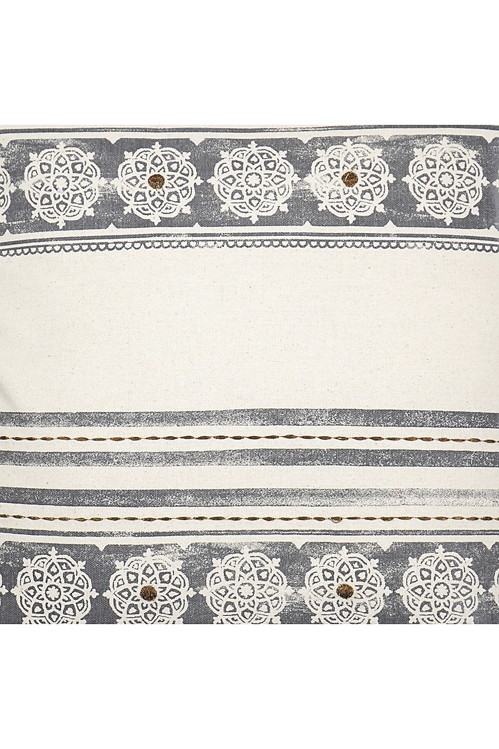 Grey Cotton Aari Embroidered Square Cushion Cover (Set of 3) by Ode And Cleo at Pernia's Pop Up Shop