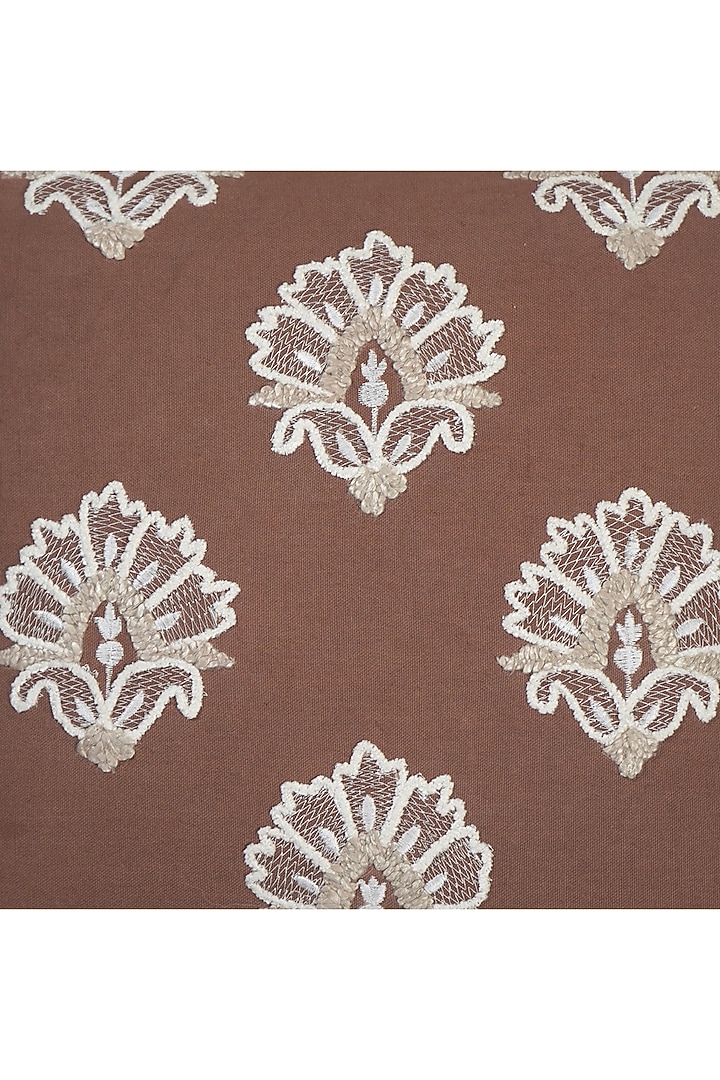 Beige Cotton Chikankari Embroidered Square Cushion Cover (Set of 3) by Ode And Cleo at Pernia's Pop Up Shop