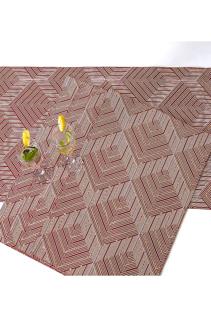 Orange Cotton Mats and Runner Set by Ode And Cleo at Pernia's Pop Up Shop