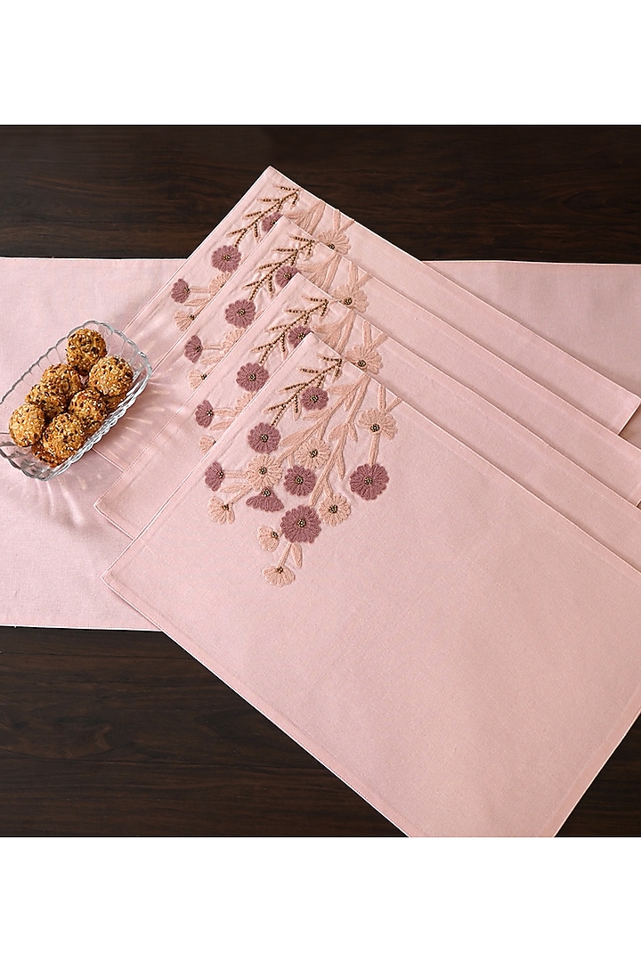 Pink Cotton Placemats Set by Ode And Cleo at Pernia's Pop Up Shop