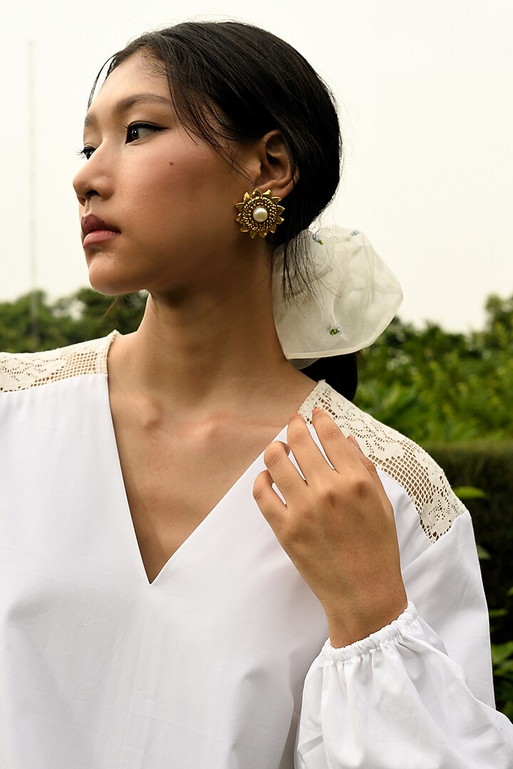 White Hand Pleated Midi Summer Dress by Ode To Odd at Pernia's Pop Up Shop