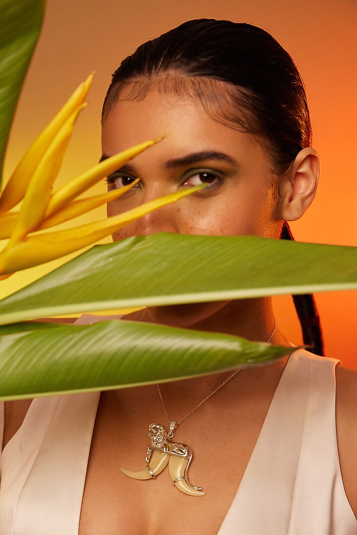 White Finish Onyx Pendant Chain Necklace In Sterling Silver by ODE at Pernia's Pop Up Shop