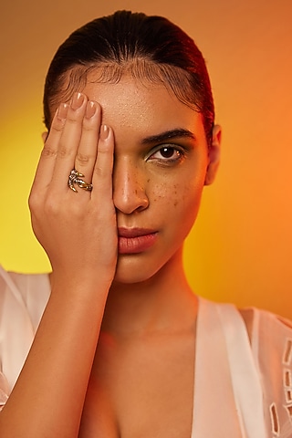 Two Tone Finish Ring In Sterling Silver by ODE