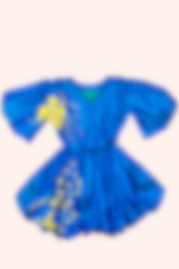 Electric Blue Taffeta Silk Dress For Girls by Offspring Closet