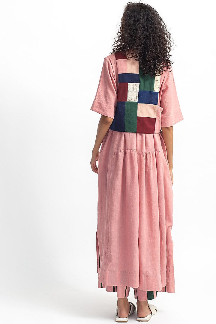 Rose Pink Embroidered Kurta Set With Patchwork by OFrida at Pernia's Pop Up Shop