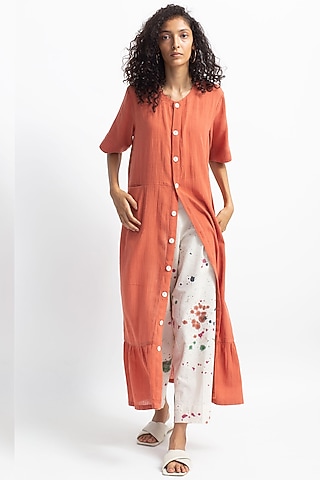 Rust Hand Painted Kurta Set by OFrida