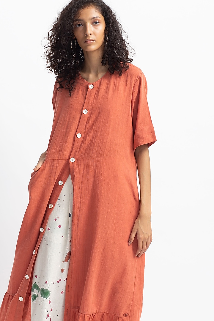 Rust Hand Painted Kurta Set by OFrida at Pernia's Pop Up Shop