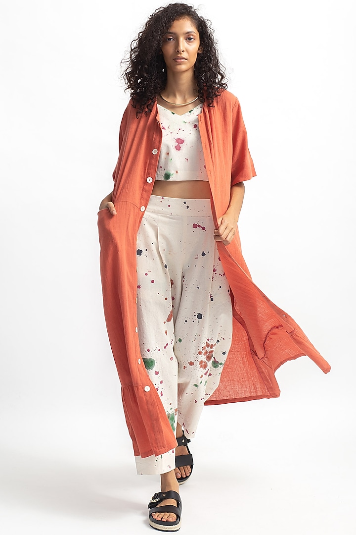 Rust Hand Painted Kurta Set by OFrida at Pernia's Pop Up Shop