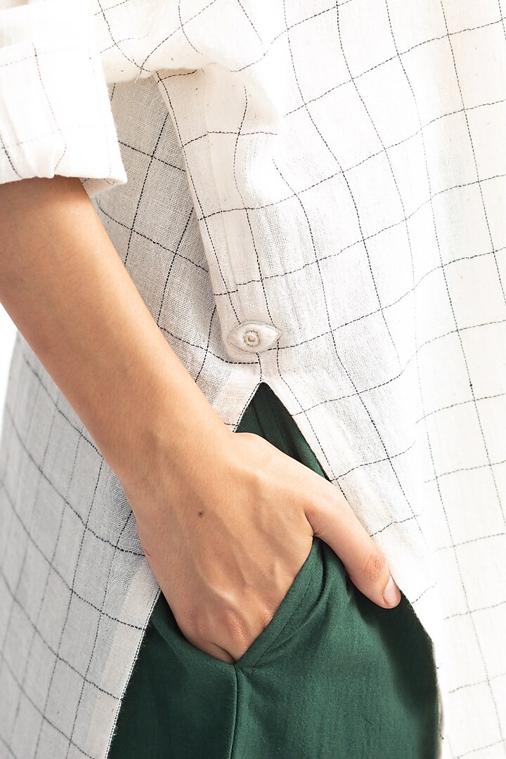 White & Green Checkered Pant Set by OFrida at Pernia's Pop Up Shop
