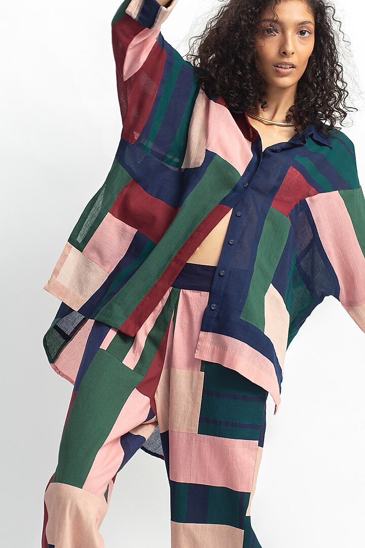 Multi Colored Kurta Set With Patchwork by OFrida at Pernia's Pop Up Shop