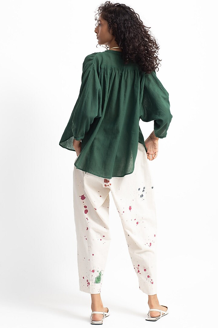 Mint Green & White Hand Painted Pant Set by OFrida at Pernia's Pop Up Shop