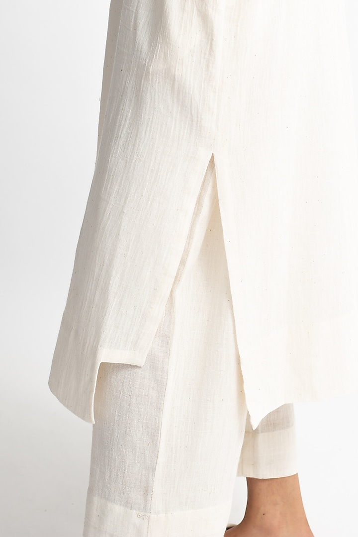 White Handwoven Kurta Set by OFrida at Pernia's Pop Up Shop