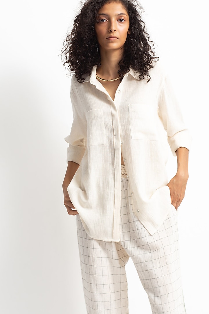 White Embroidered Shirt With Joggers by OFrida at Pernia's Pop Up Shop