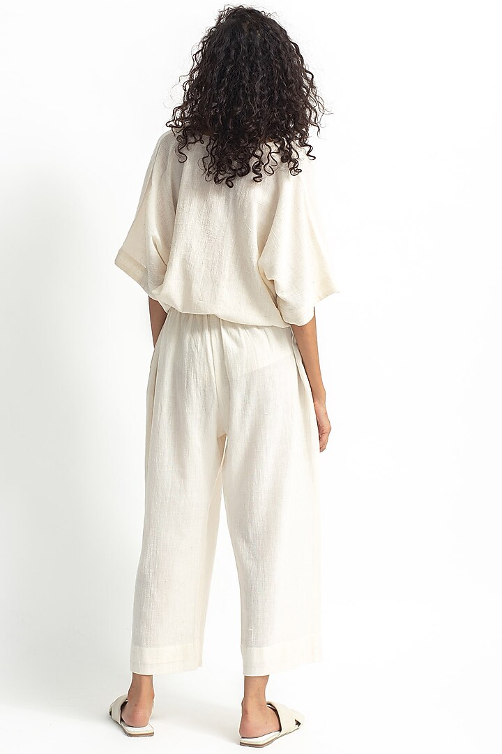 White Embroidered Straight Pants Set by OFrida at Pernia's Pop Up Shop