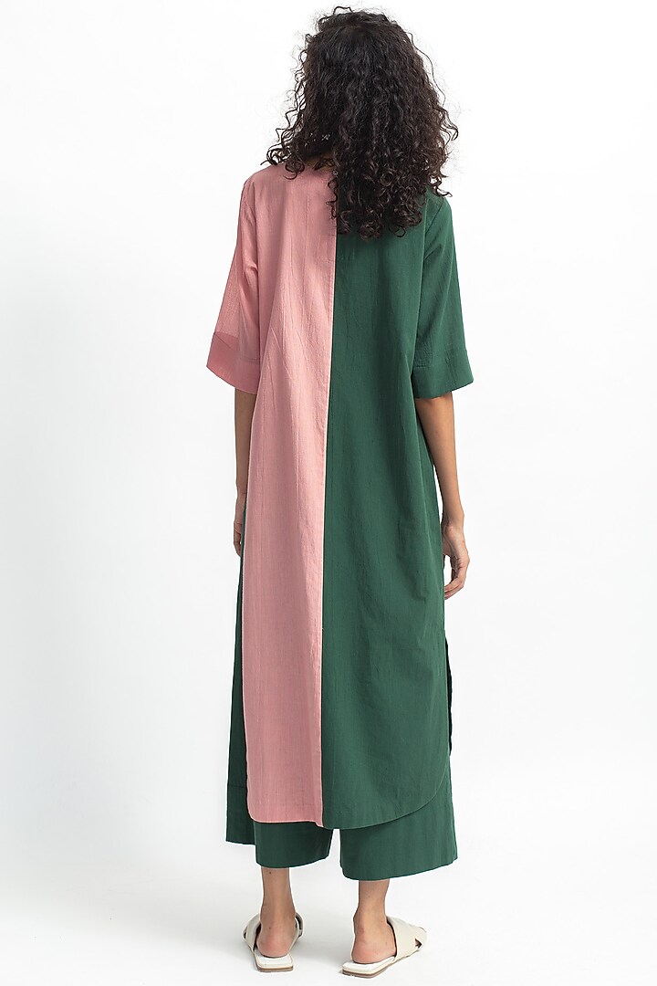 Pink & Green Kurta Set by OFrida at Pernia's Pop Up Shop