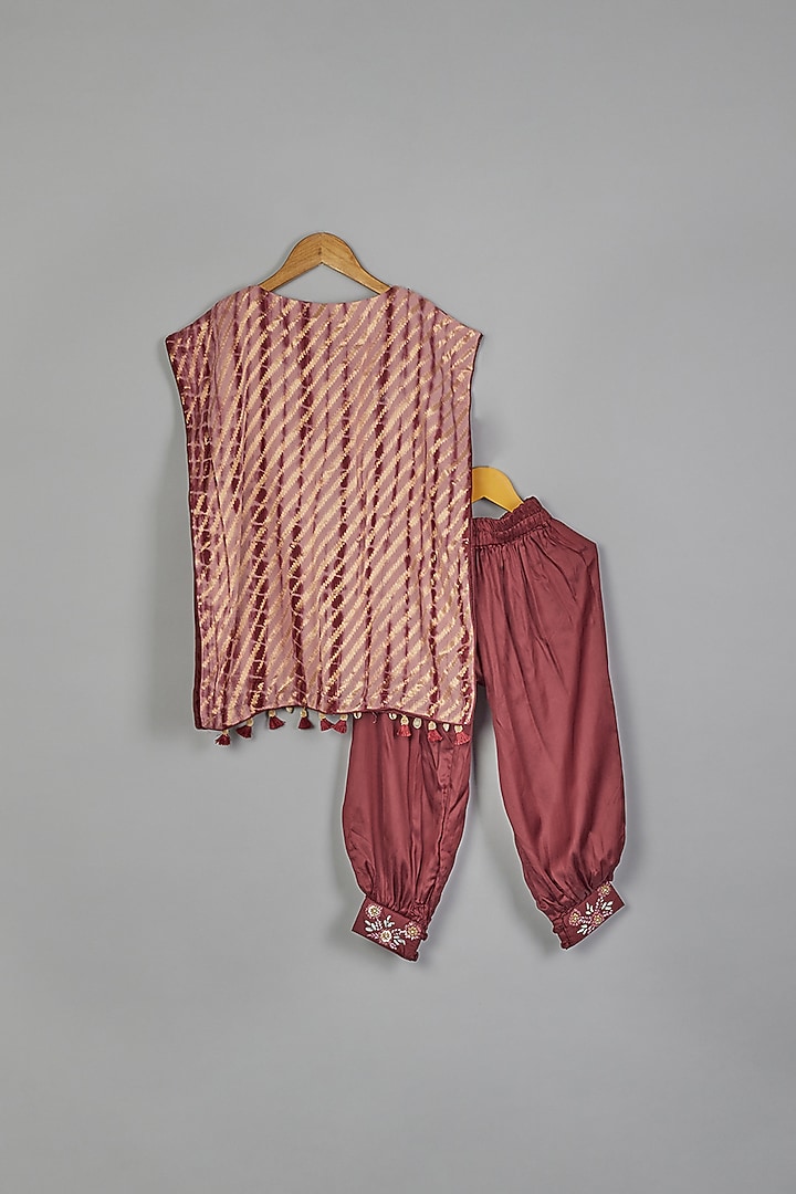 Peach Tie Dye Kurta Set For Girls by Offspring Closet at Pernia's Pop Up Shop