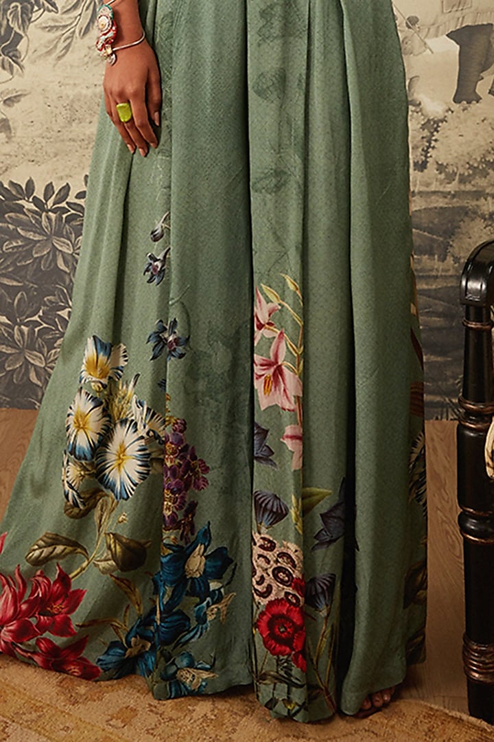 Sage Green Botanical Printed Jumpsuit by Kalista at Pernia's Pop Up Shop