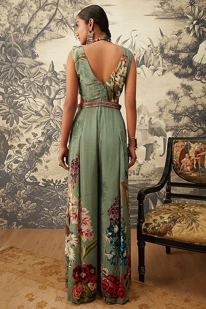 Sage Green Botanical Printed Jumpsuit by Kalista at Pernia's Pop Up Shop