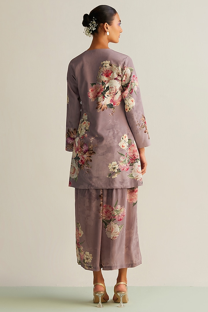 Lilac Natural Crepe Printed Co-Ord Set by Kalista at Pernia's Pop Up Shop