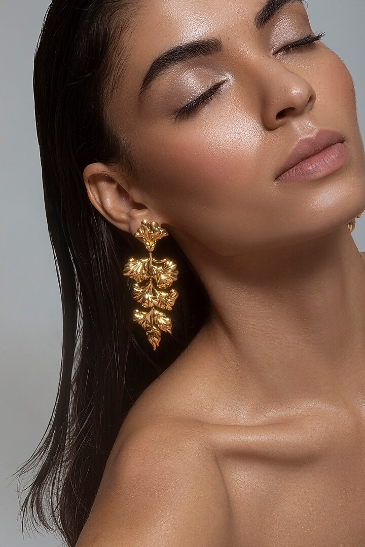 Gold Plated Floral Earrings by Opalina at Pernia's Pop Up Shop