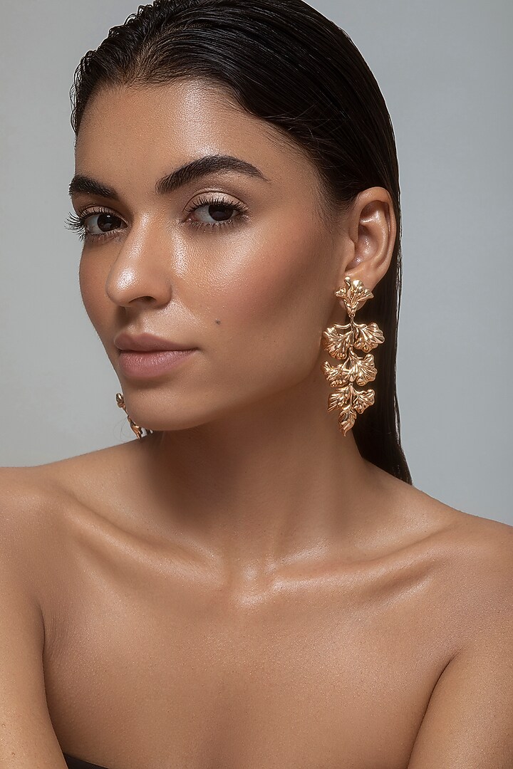 Rose Gold Plated Floral Earrings by Opalina at Pernia's Pop Up Shop