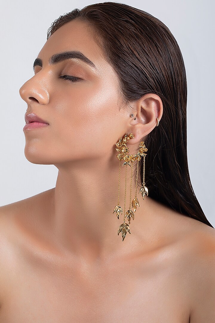 Gold Plated Handcrafted Wreath Earrings by Opalina at Pernia's Pop Up Shop