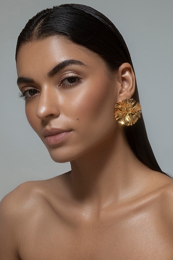 Gold Plated Floral Stud Earrings by Opalina at Pernia's Pop Up Shop