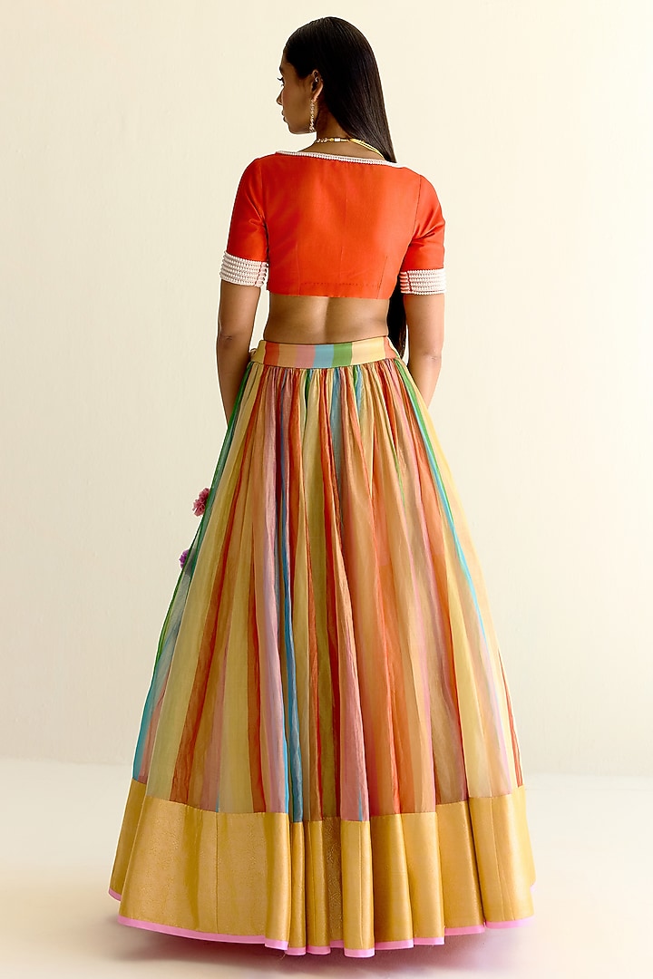 Multi-Colored Handwoven Pachranga Silk Tissue Wedding Lehenga by Ohfab by Aanchal & Akshita at Pernia's Pop Up Shop