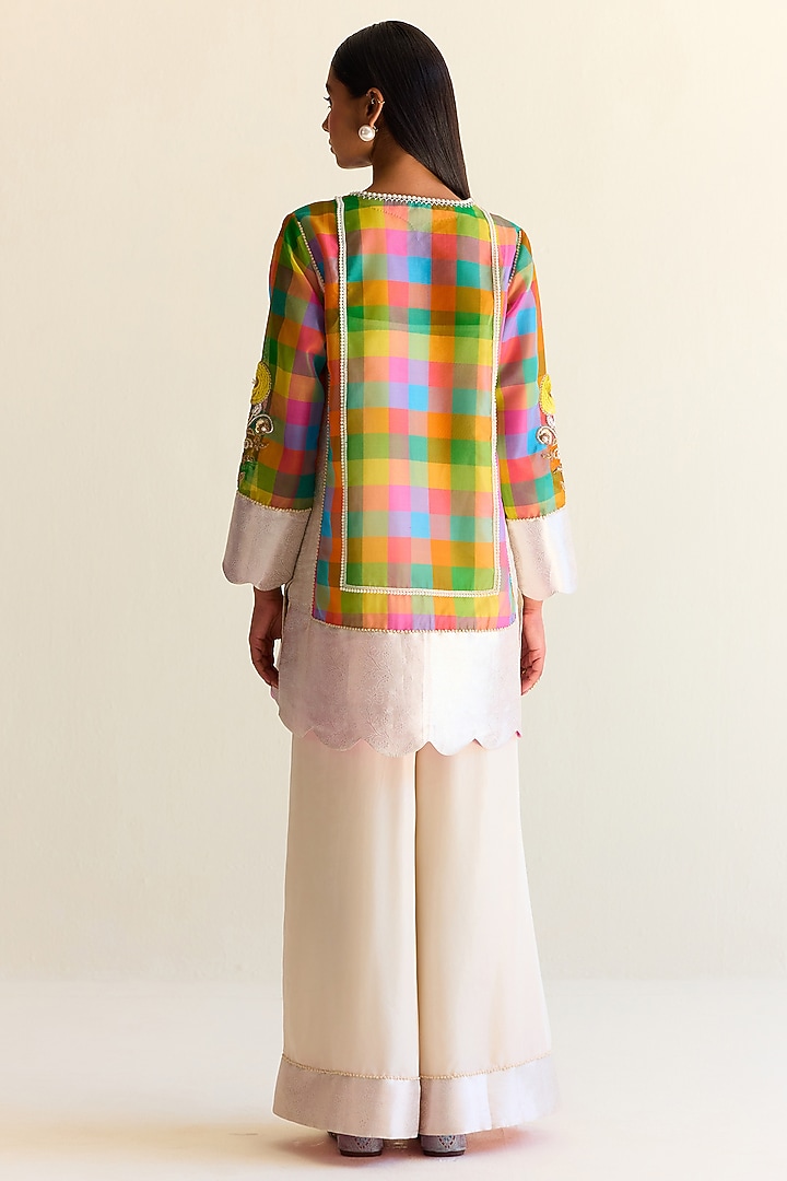 Multi-Colored Handwoven Pachranga Organza Kurta Set by Ohfab by Aanchal & Akshita at Pernia's Pop Up Shop